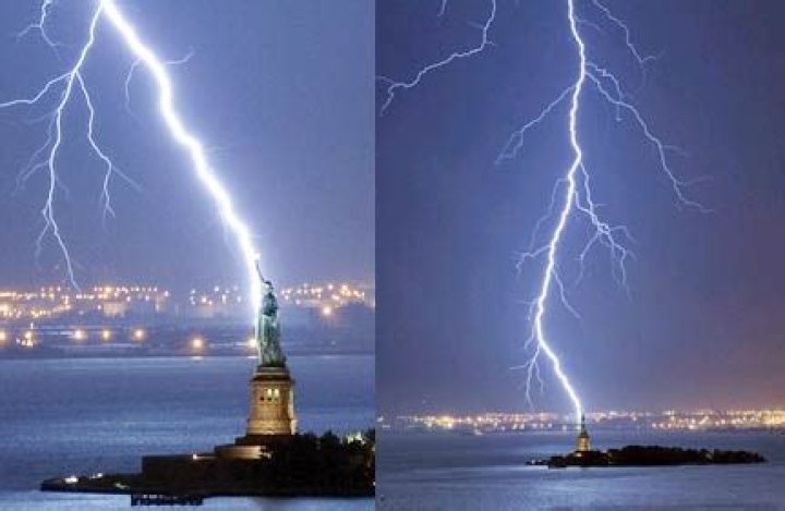 Amazing Pic Of Huge Lightning Bolt Striking Statue Of Liberty – India TV