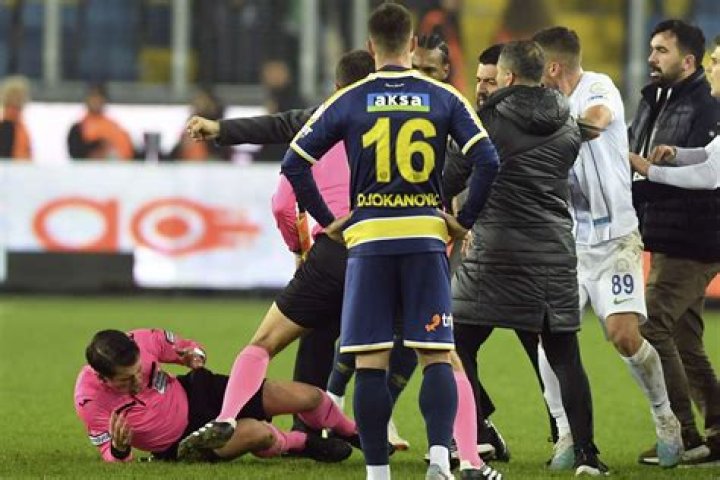 Horror moment ref floored by punch from CLUB PRESIDENT who's now quit and been arrested as Turkey postpones all football