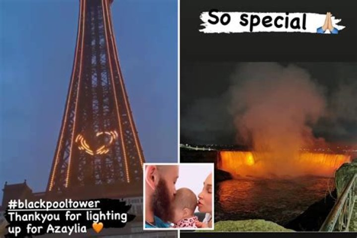 Ashley Cain's girlfriend Safiyya shares tributes to baby Azaylia with Niagara Falls among landmarks to light up orange
