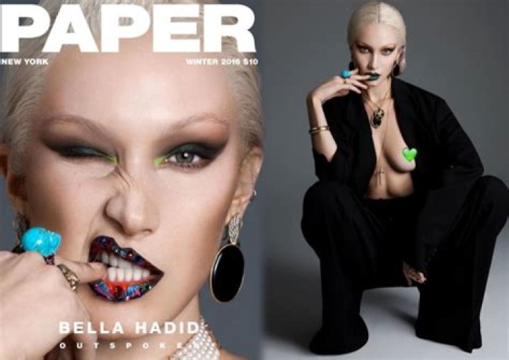Bella Hadid bares her nipples for Paper Magazine and has blonde hair