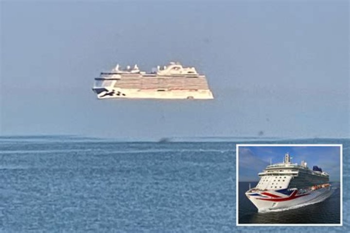 Bizarre ‘floating ship’ spotted off UK coast in mind-bending optical illusion