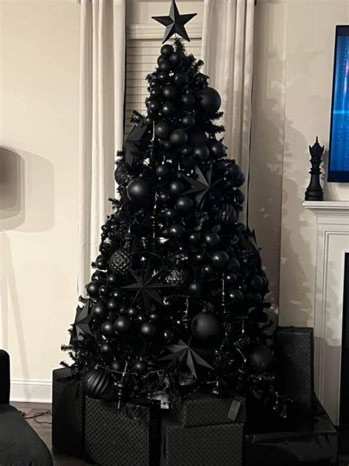 Bewitching Black Christmas Tree Adorned With Delicate Snow