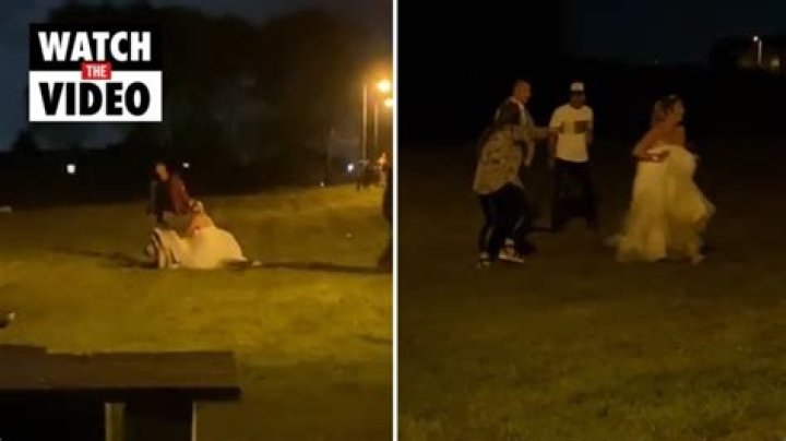 Guests horrified as a wedding descends into carnage with the bride brawling in a field & guests passed out on the floor