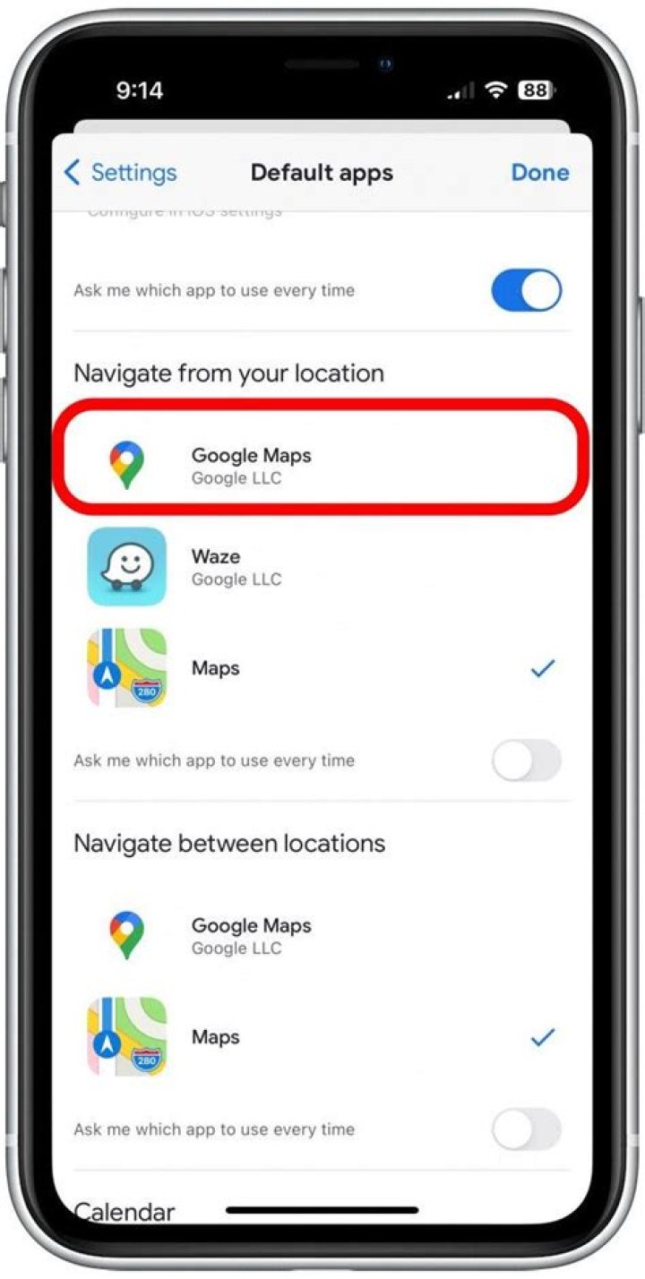 Can I change the Default Map setting on iPhone?