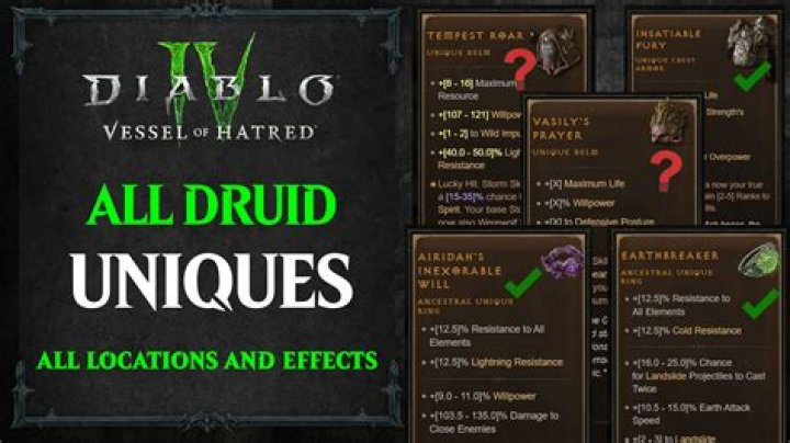 Diablo 4: All Druid Unique Items Listed