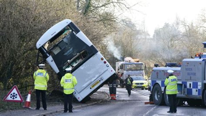 Somerset accident: Double-decker bus with 70 passengers FLIPS on side leaving 'many hurt' as icy roads spark chaos