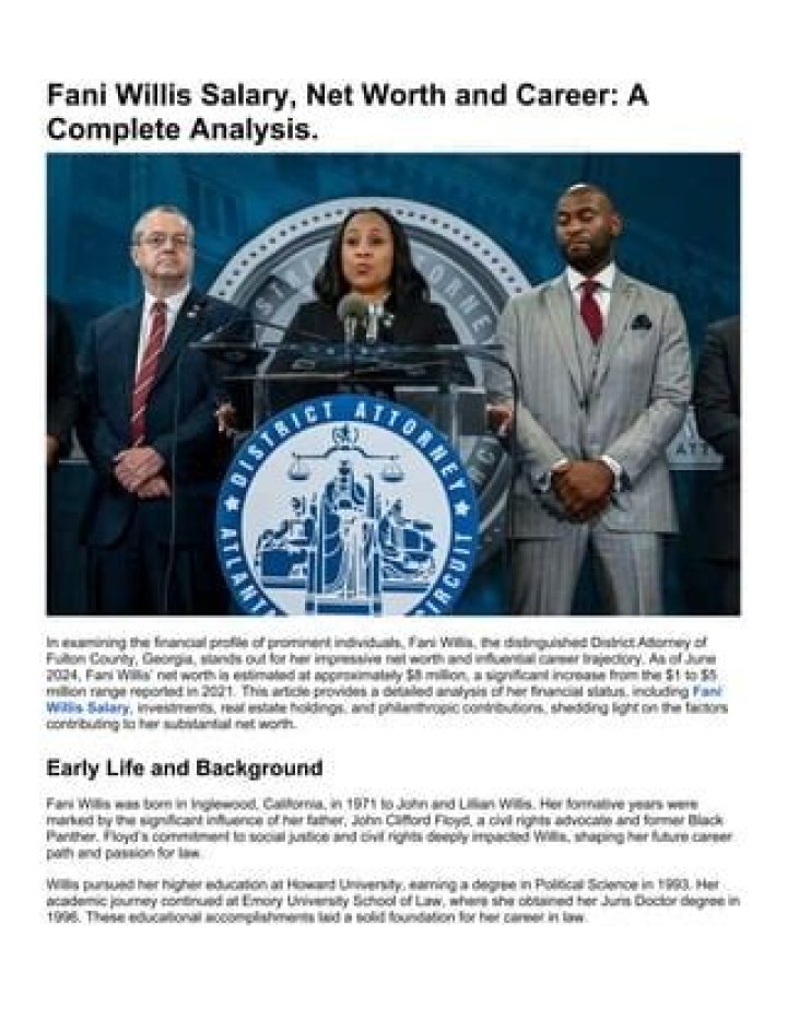 Projecting Fani Willis's Compensation: A Forecast For 2024