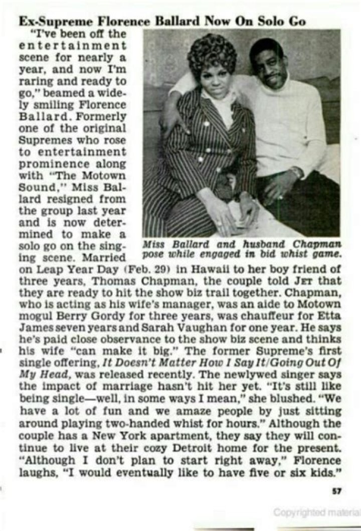 Unveiling The Life Of Florence Ballard And Her Husband Thomas Chapman