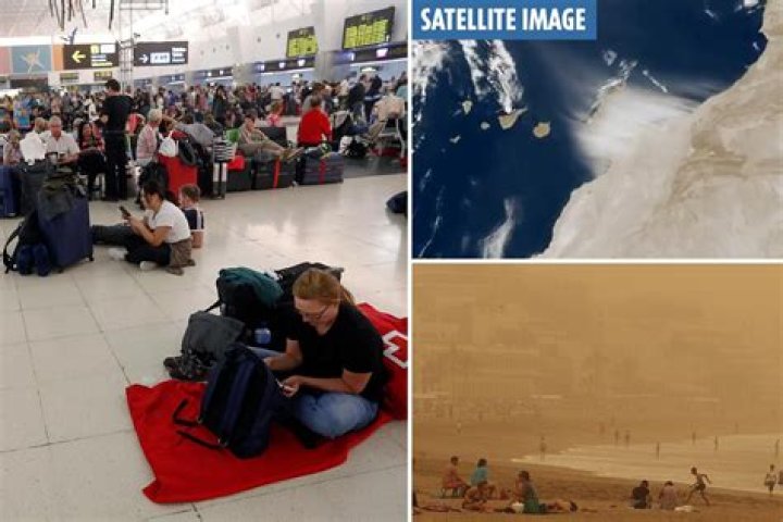 Gran Canaria sandstorm – Brit half-term holidaymakers forced to sleep in airport as flights grounded by huge dust cloud – The US Sun