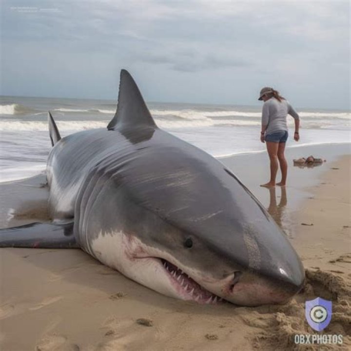 Horrifying images of great white shark on US beach after second beast leaps out of water amid spate of brutal attacks