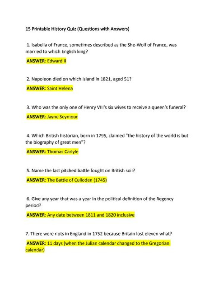 History Questions For Quiz With Answers: Test Your Knowledge
