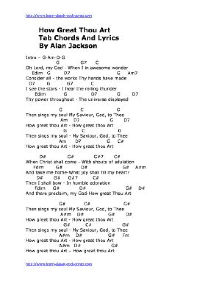 How Great Thou Art Lyrics And Chords Key Of G