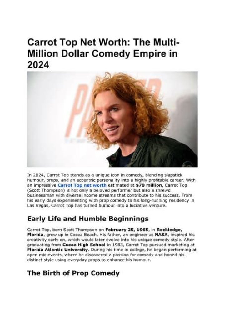 How Much Money Does Carrot Top Make? Latest Carrot Top Net Worth Income Salary