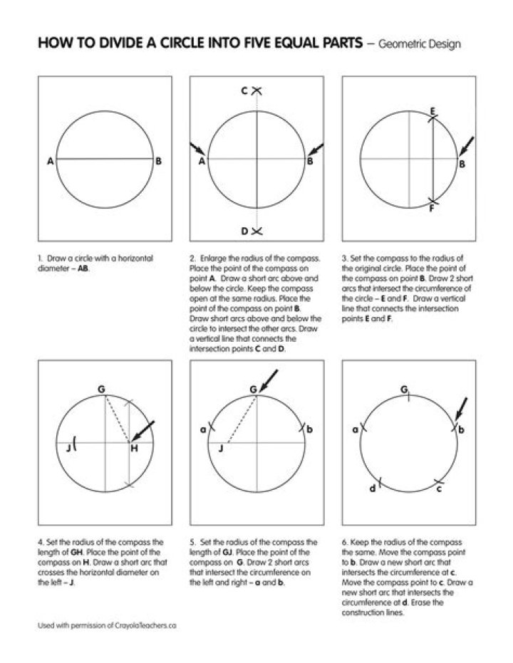 How To Divide A Circle Into 5 Equal Parts