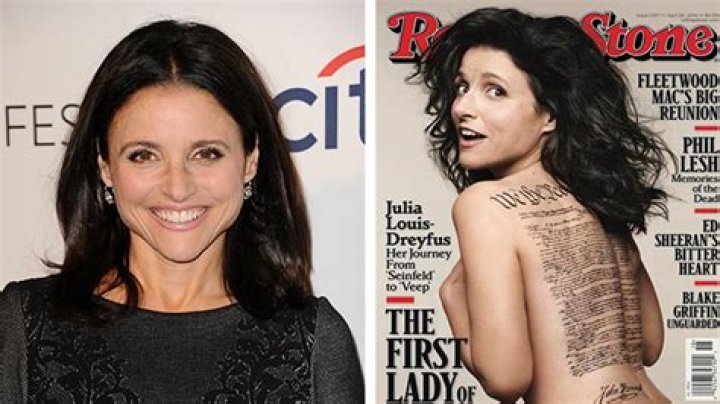Julia Louis-Dreyfus Naked on Rolling Stone, Constitution Tattoo