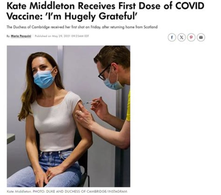 Kate Middleton Receives Her 1st COVID-19 Vaccine Dose