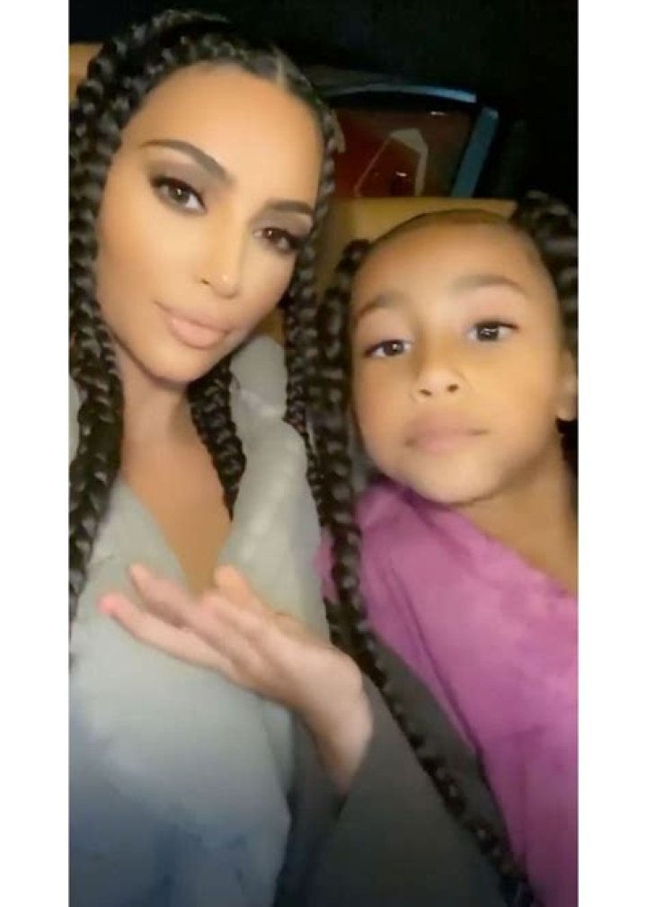 Kim Kardashian and North West Match in Braids at Yeezy Show