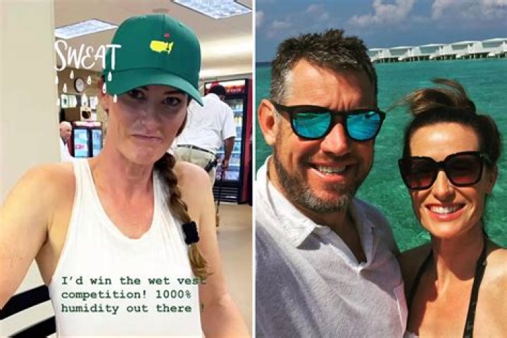 Lee Westwood's fiancee caddie Helen jokes she would win 'wet vest competition' after working up a sweat at Masters