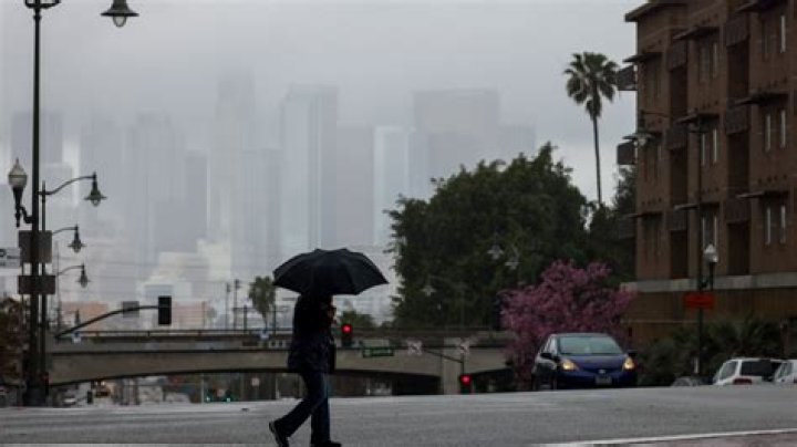 California storm - Snow falls in Los Angeles as huge winter blast hammers Hollywood with thunder and hail