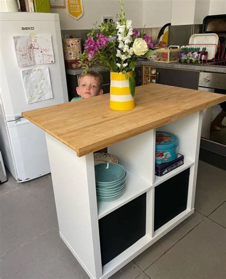 I transformed my kitchen by making an island using a £44 shelving unit from Ikea & people are impressed