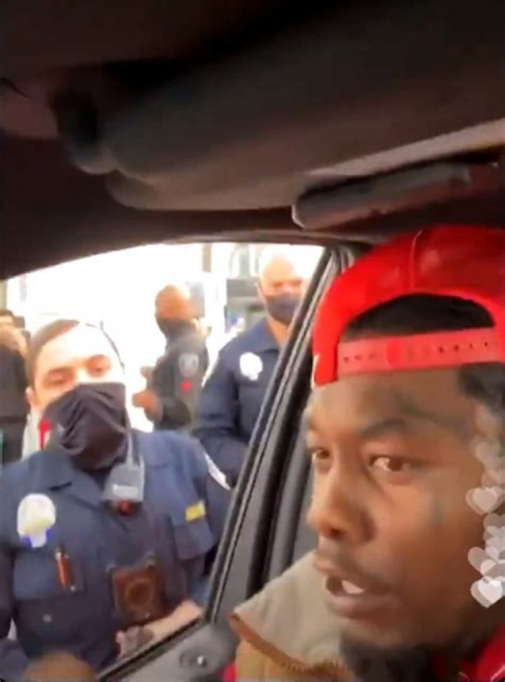 Migos rapper Offset 'waved guns at people while driving through Trump rally' in Beverly Hills with wife Cardi B