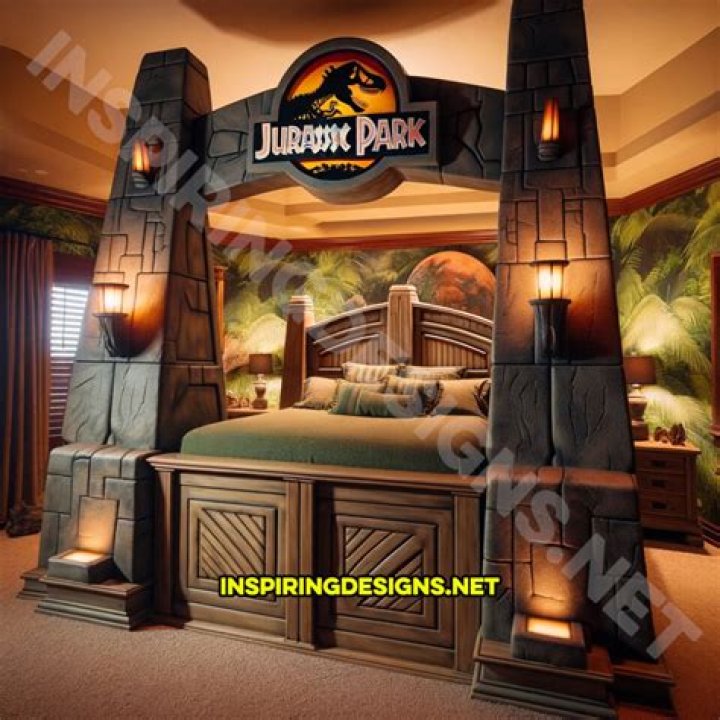 Parents build amazing Jurassic Park themed bedroom with a Jeep bed for their son
