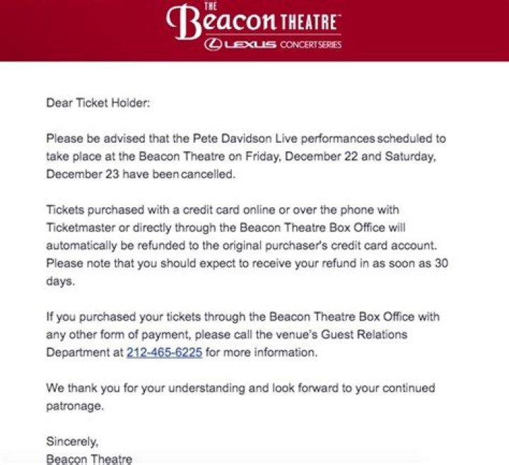 Pete Davidson sparks concern as he abruptly cancels tour at Beacon Theatre just hours before showtime after rehab stint