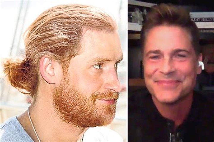 Prince Harry has ‘grown his hair long’ and is ‘sporting a ponytail’, his LA neighbour actor Rob Lowe jokes