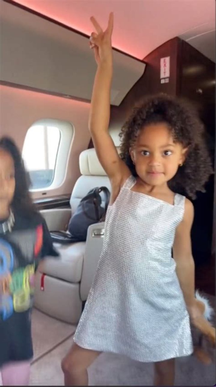 Stormi Webster, 5, shows off $2.2K crystal embellished dress on her mom Kylie Jenner's $72M private jet