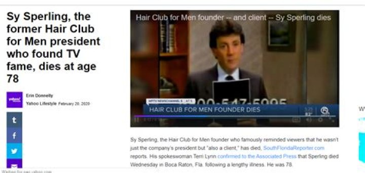 Sy Sperling, founder of Hair Club for Men, dies at 78