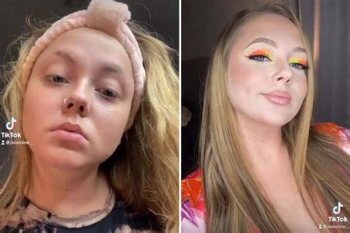 Teen Mom Jade Cline reveals amazing before and after TikTok transformation with neon makeup and stunning hair