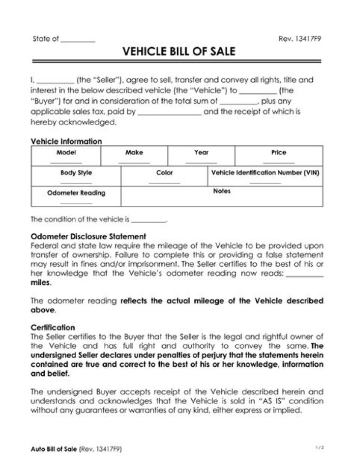 What Is A Bill Of Sale Vs Title