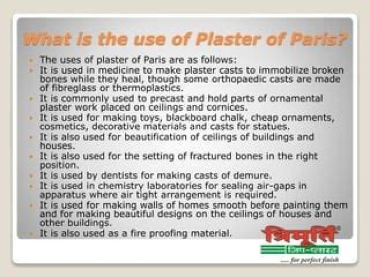 Question: What Is Plaster Of Paris And Its Uses 2