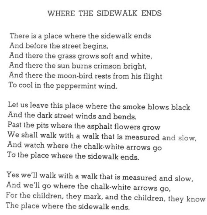 What is the theme of the poem Where the Sidewalk Ends?