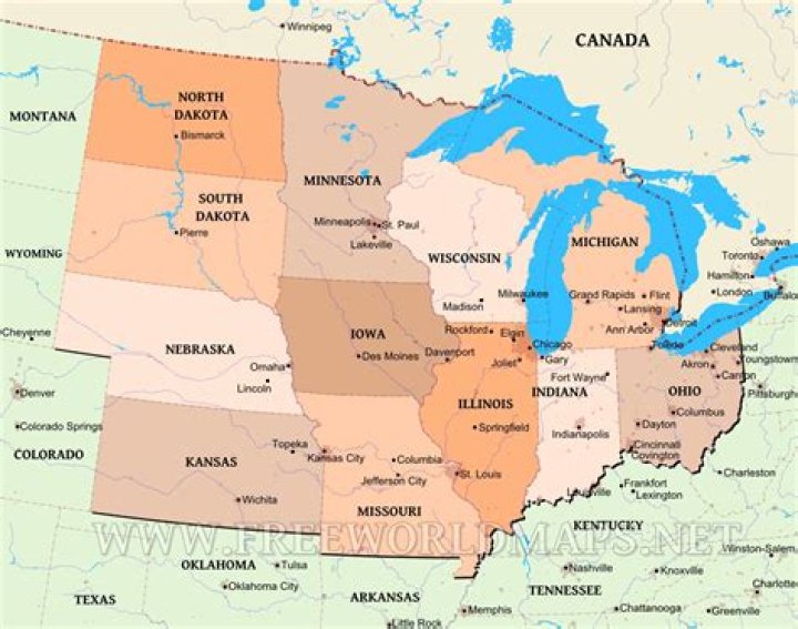 What States Are In The Midwest Map
