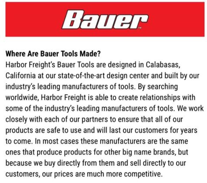 Where Are Bauer Tools Manufactured