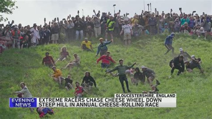 Woman knocked unconscious but wins chaotic U.K. race chasing cheese down a hill